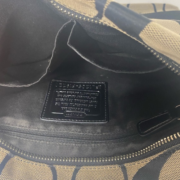 Coach Black and Taupe Signature Crossbody Purse - Picture 4 of 10